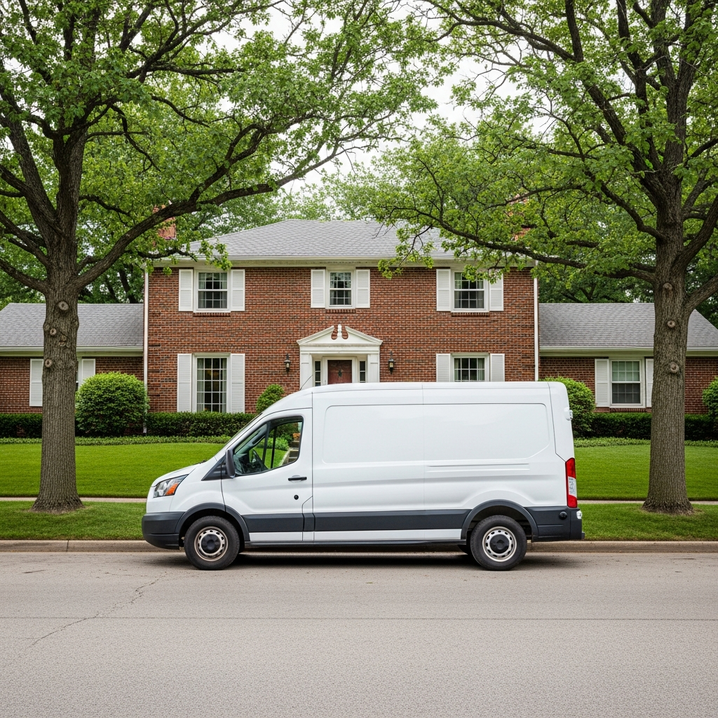 Delivery van with stacked bins